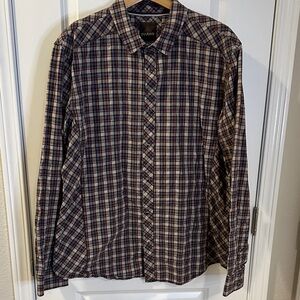 prAna Men's Plaid Button-Up Shirt in Multicolor (Blue/Gray) XXL